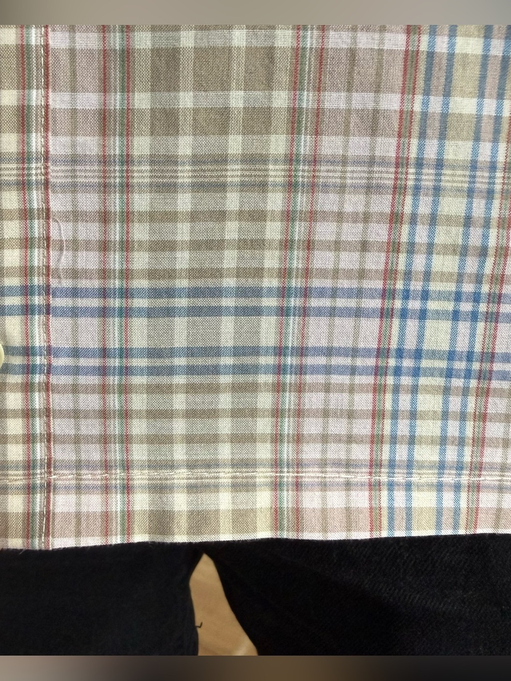Vintage 80s Cropped Boxy Plaid S/S Button Down Shirt Arrow ~ Size Large - Picture 6 of 9